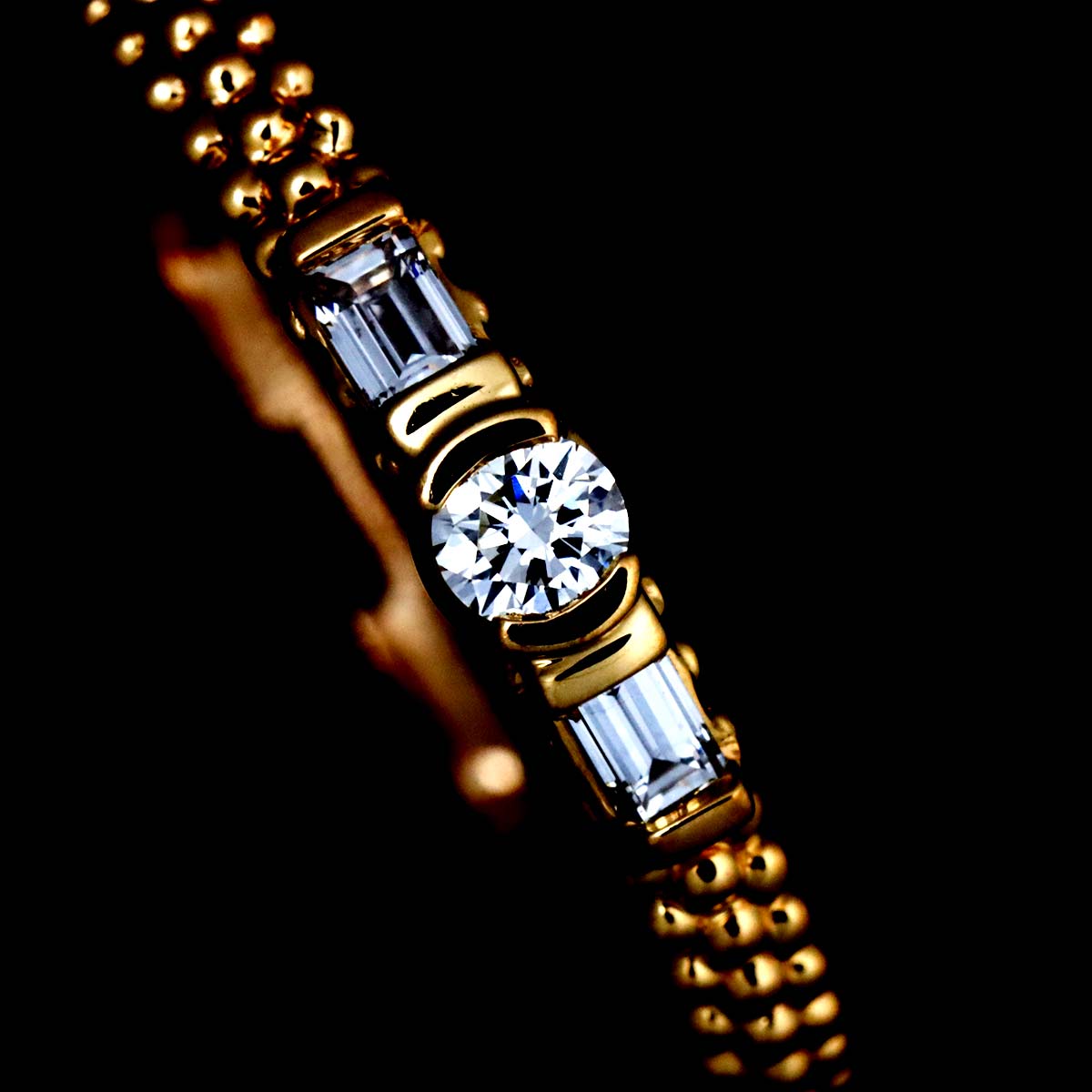 Diamond Ring 18K PG 750 size6.75-7.25(US)