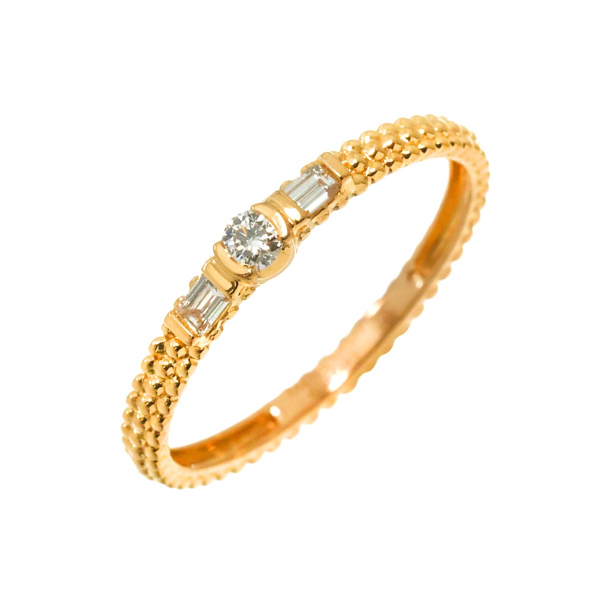 Diamond Ring 18K PG 750 size6.75-7.25(US)