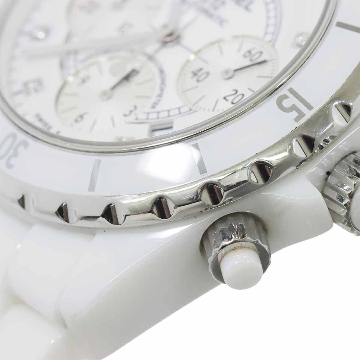 J12 Chronograph H2009 9P Diamond Date White Dial Mens Watch