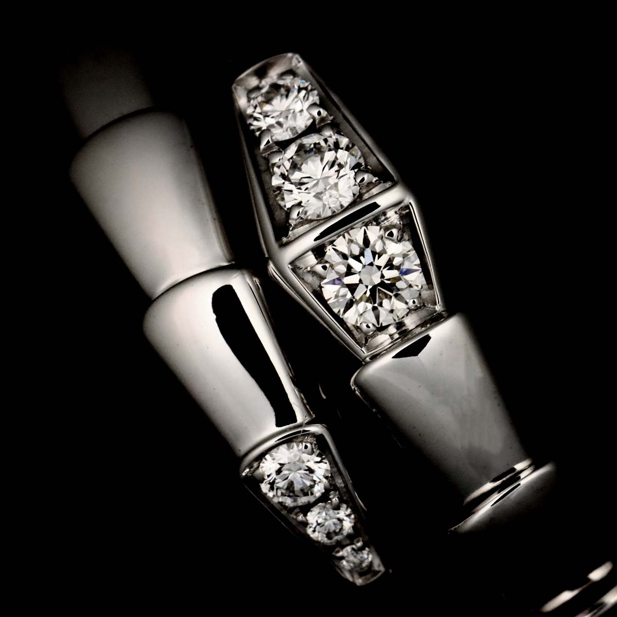 Serpenti Viper Diamond Ring 18K White Gold 750 size51-53 6(US)