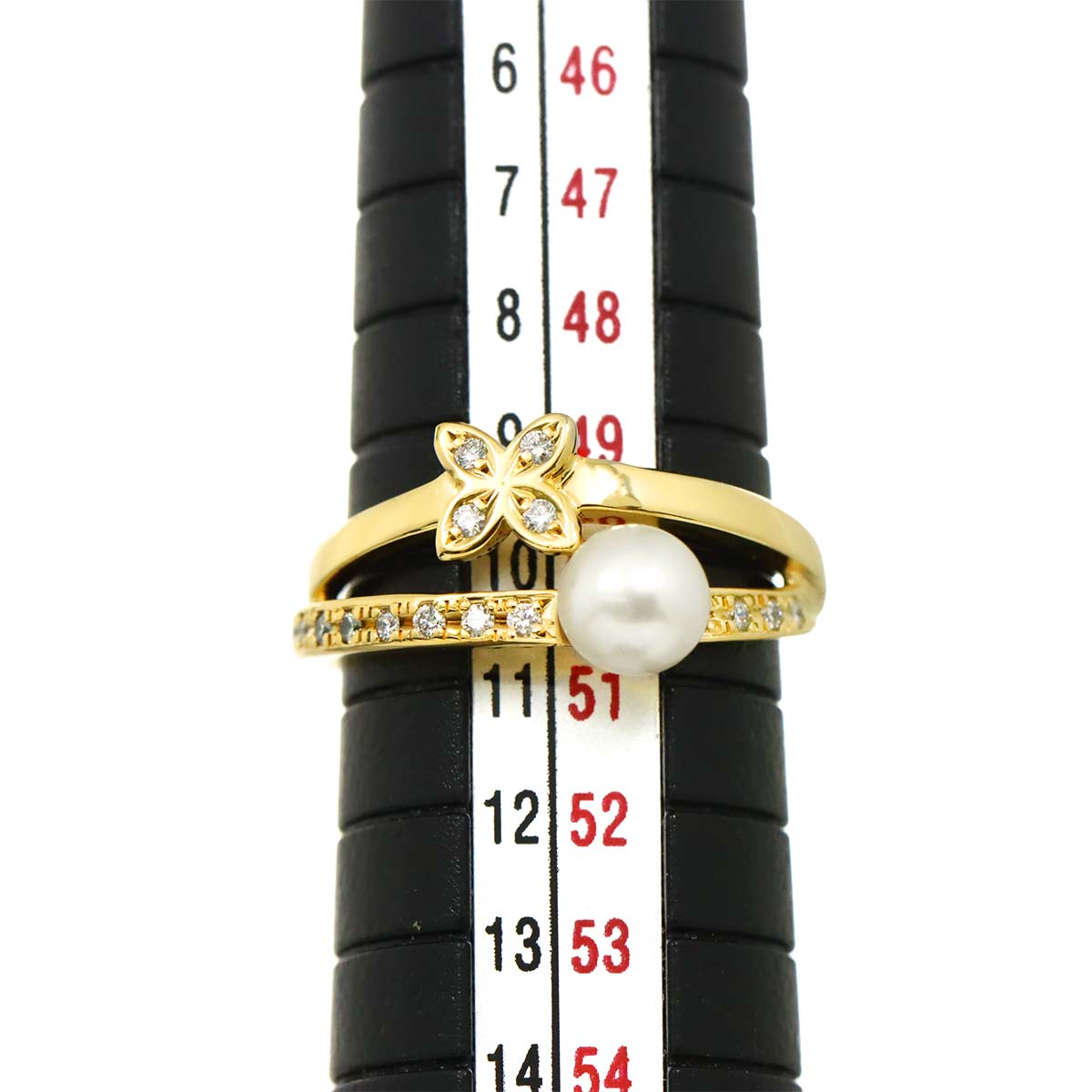 Akoya Pearl 5.3mm Diamond Ring 18K YG 750 5.25(US)