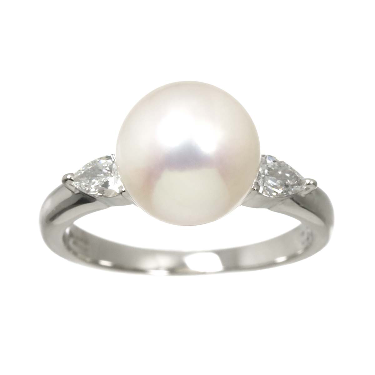 Akoya Pearl 9.1mm Diamond 0.25ct Ring Pt size5.25(US)