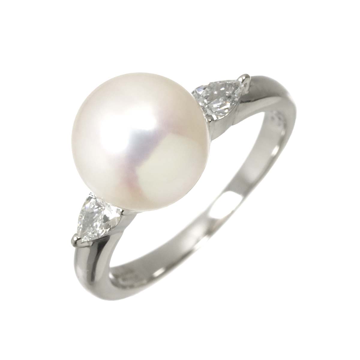 Akoya Pearl 9.1mm Diamond 0.25ct Ring Pt size5.25(US)