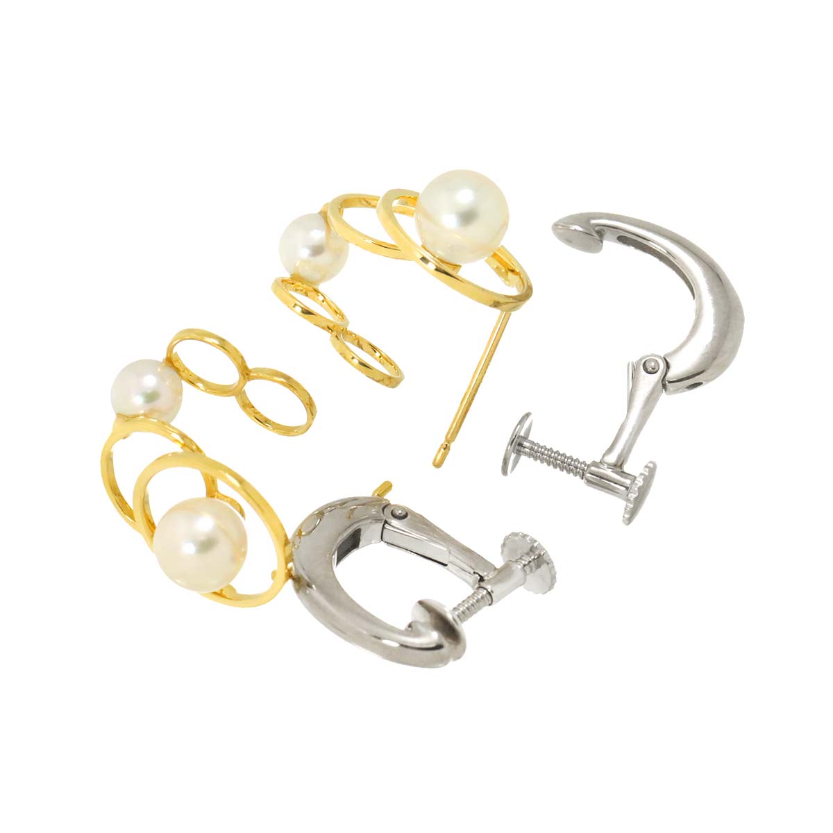 Akoya Pearl Earrings Clip on Earrings Pierced 18K YG WG 750