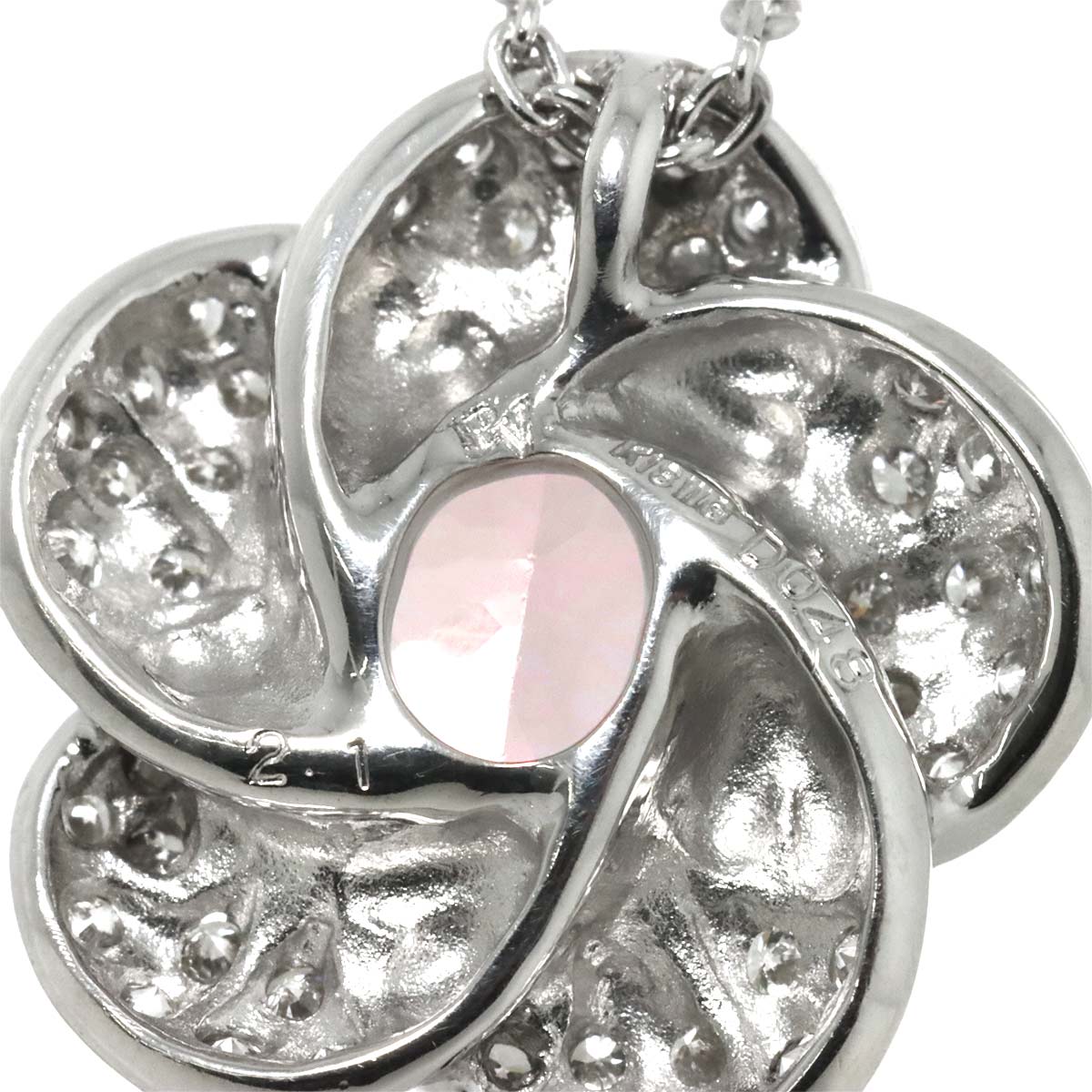 Kunzite 2.10ct Diamond 0.48ct Necklace 18K WG 750