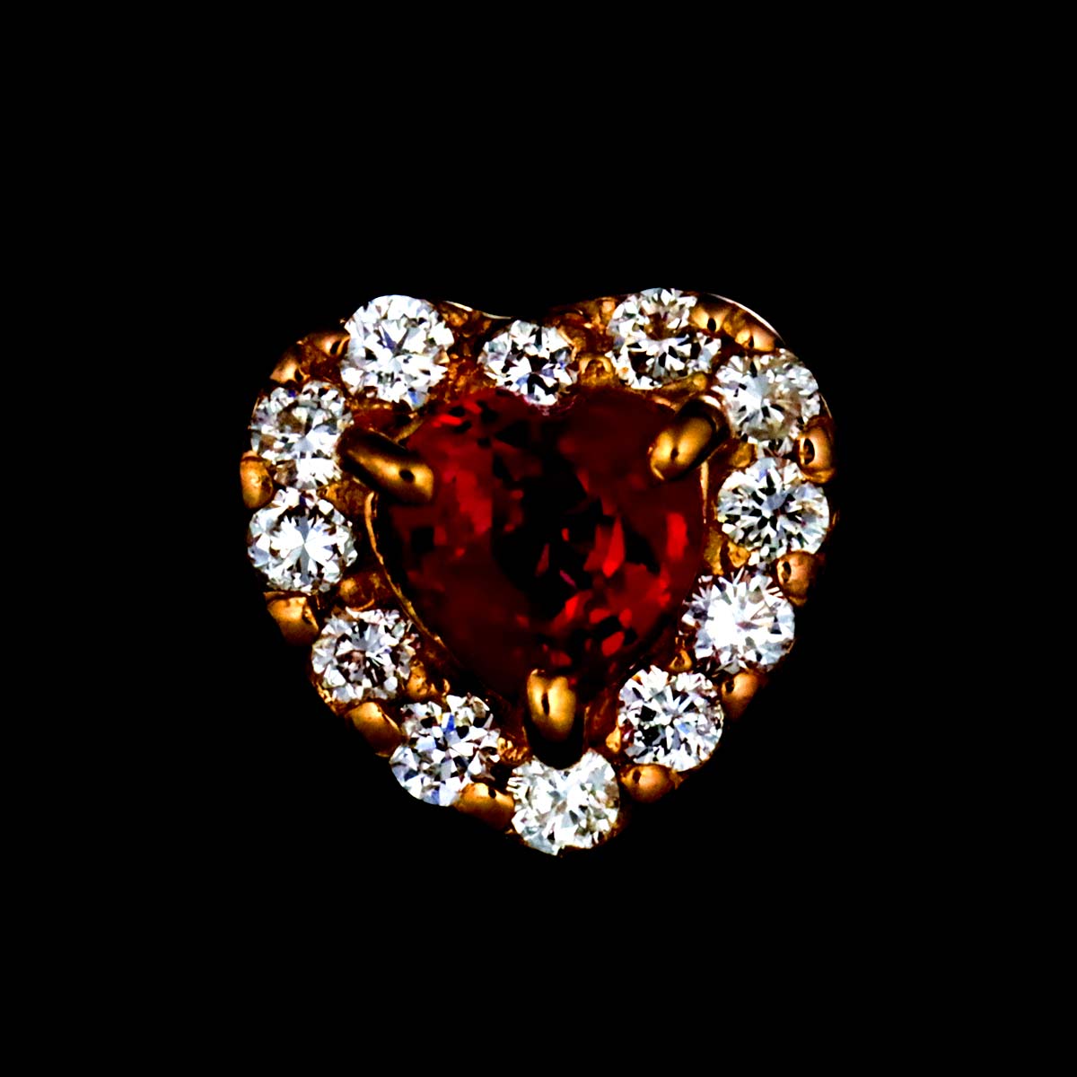 Ruby 0.14ctX2 Diamond 0.06ctX2 Earrings Pierced 18K PG