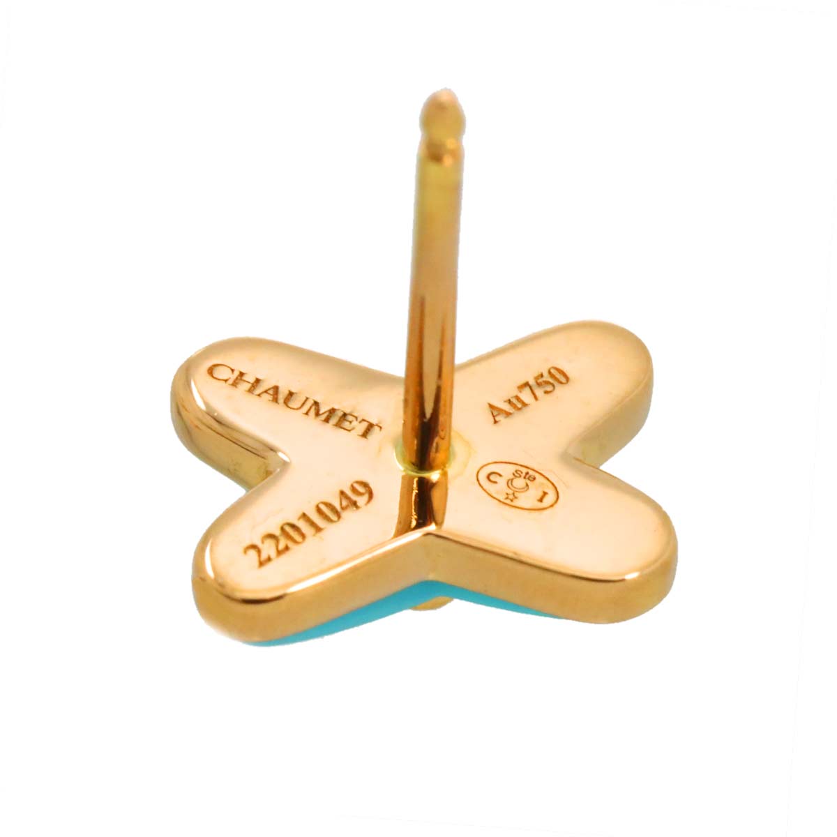 Liens Turquoise Diamond Earrings Pierced 18K PG 750