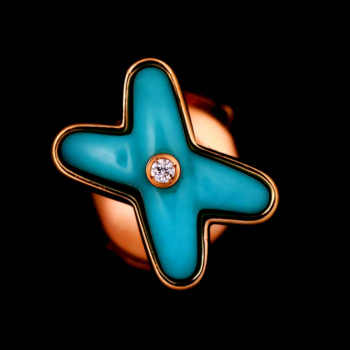 Liens Turquoise Diamond Earrings Pierced 18K PG 750