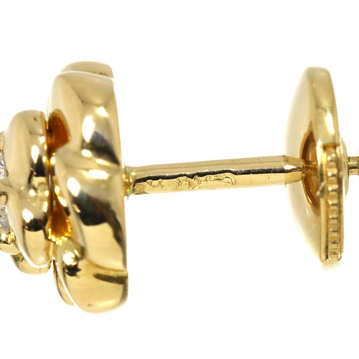 Camelia Diamond Earrings Pierced 18K Yellow Gold 750