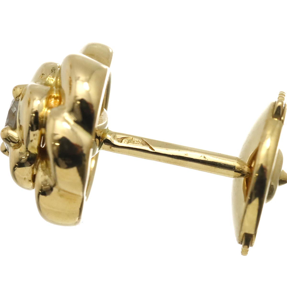 Camelia Diamond Earrings Pierced 18K Yellow Gold 750