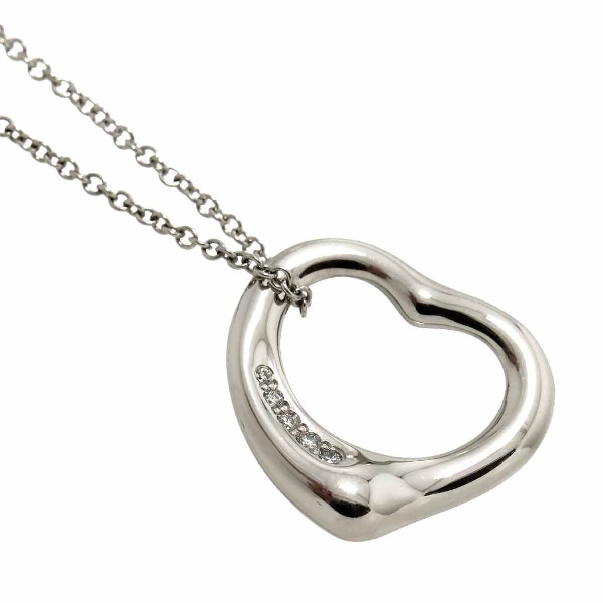 Open Heart Diamond Necklace Platinum