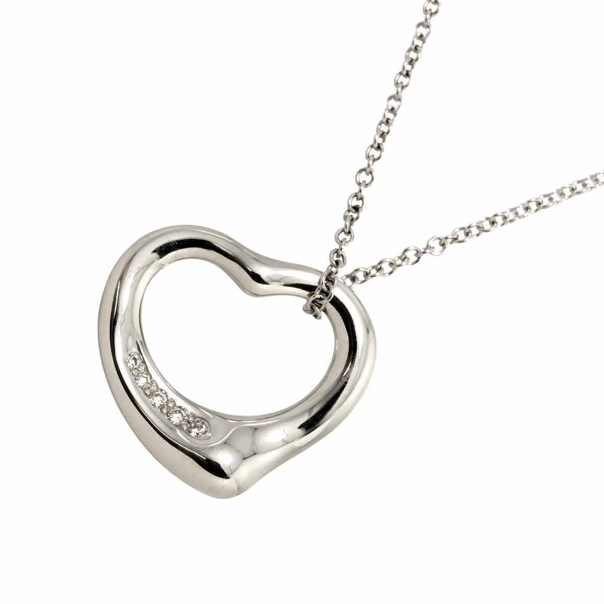 Open Heart Diamond Necklace Platinum