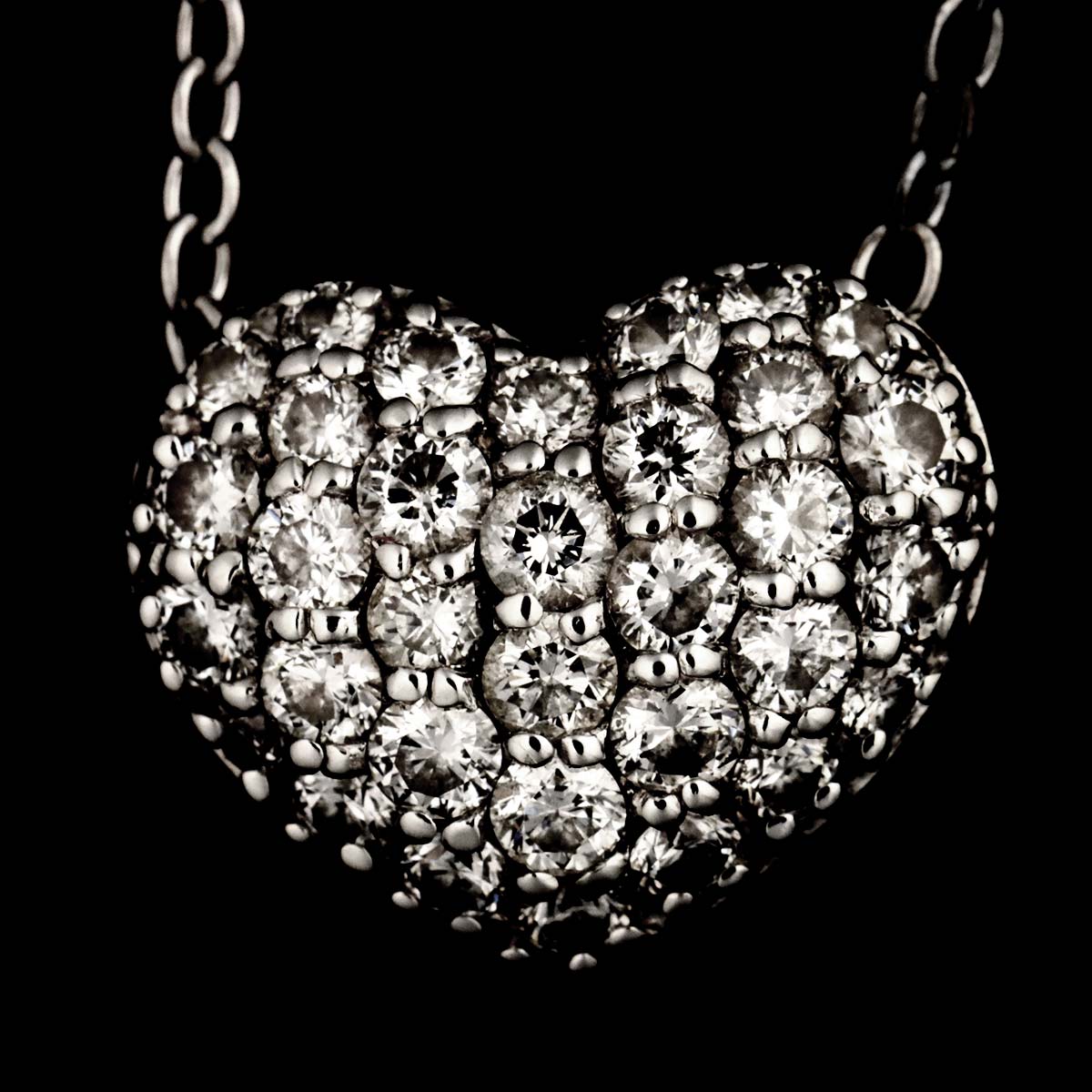 Heart Motif Diamond 0.60ct Necklace 18K White Gold 750