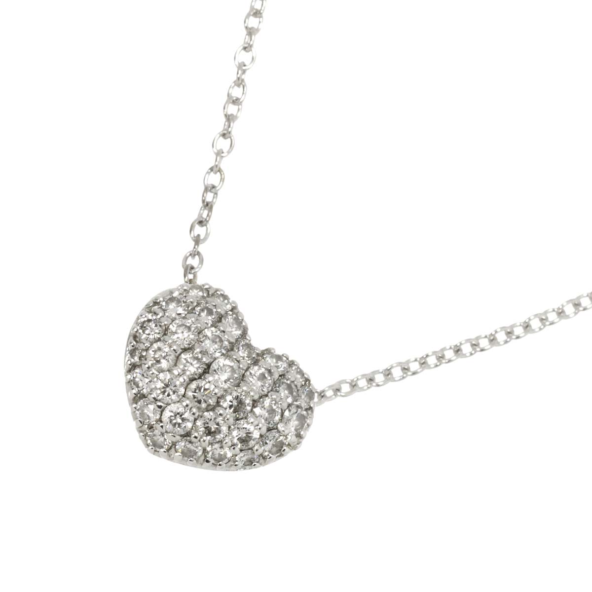 Heart Motif Diamond 0.60ct Necklace 18K White Gold 750