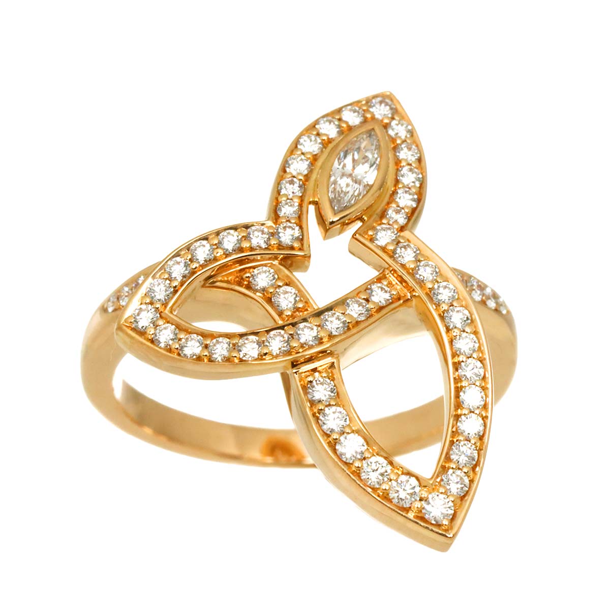 Lily cluster Diamond Ring 18K PG 750 size5.25(US)
