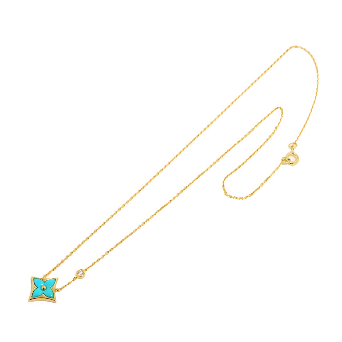 Turquoise Diamond Necklace 18K YG 750