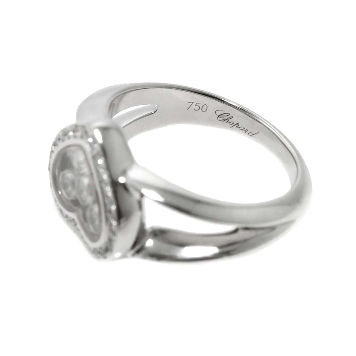 Happy Heart Diamond Ring 18K WG 750 Size4.5(US)