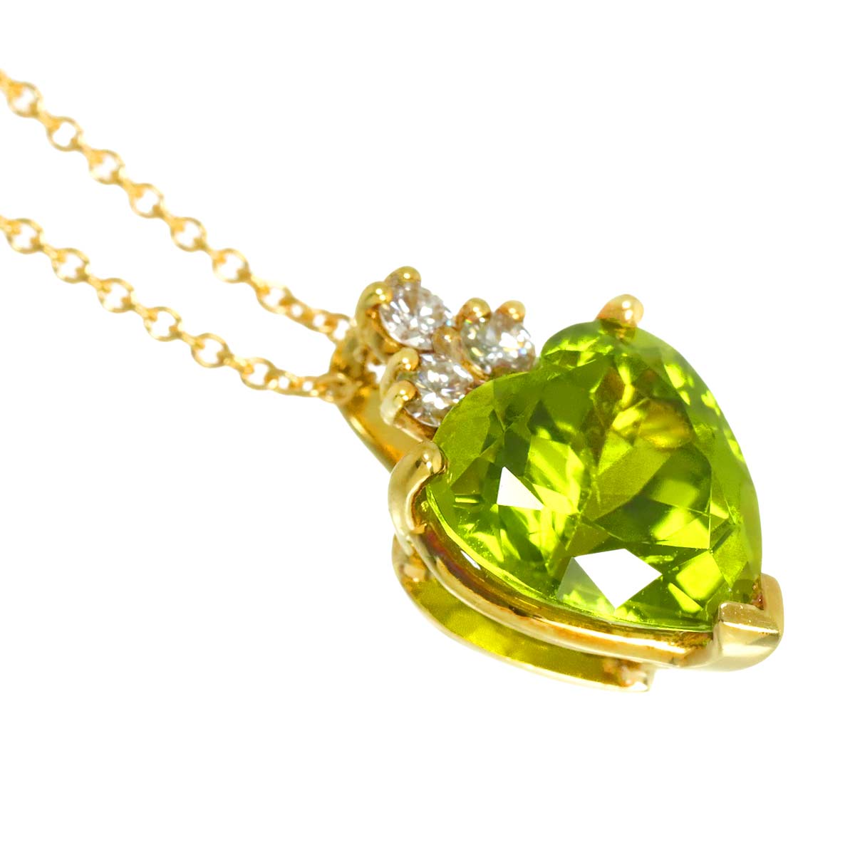 Peridot Diamond Necklace 18K Yellow Gold 750
