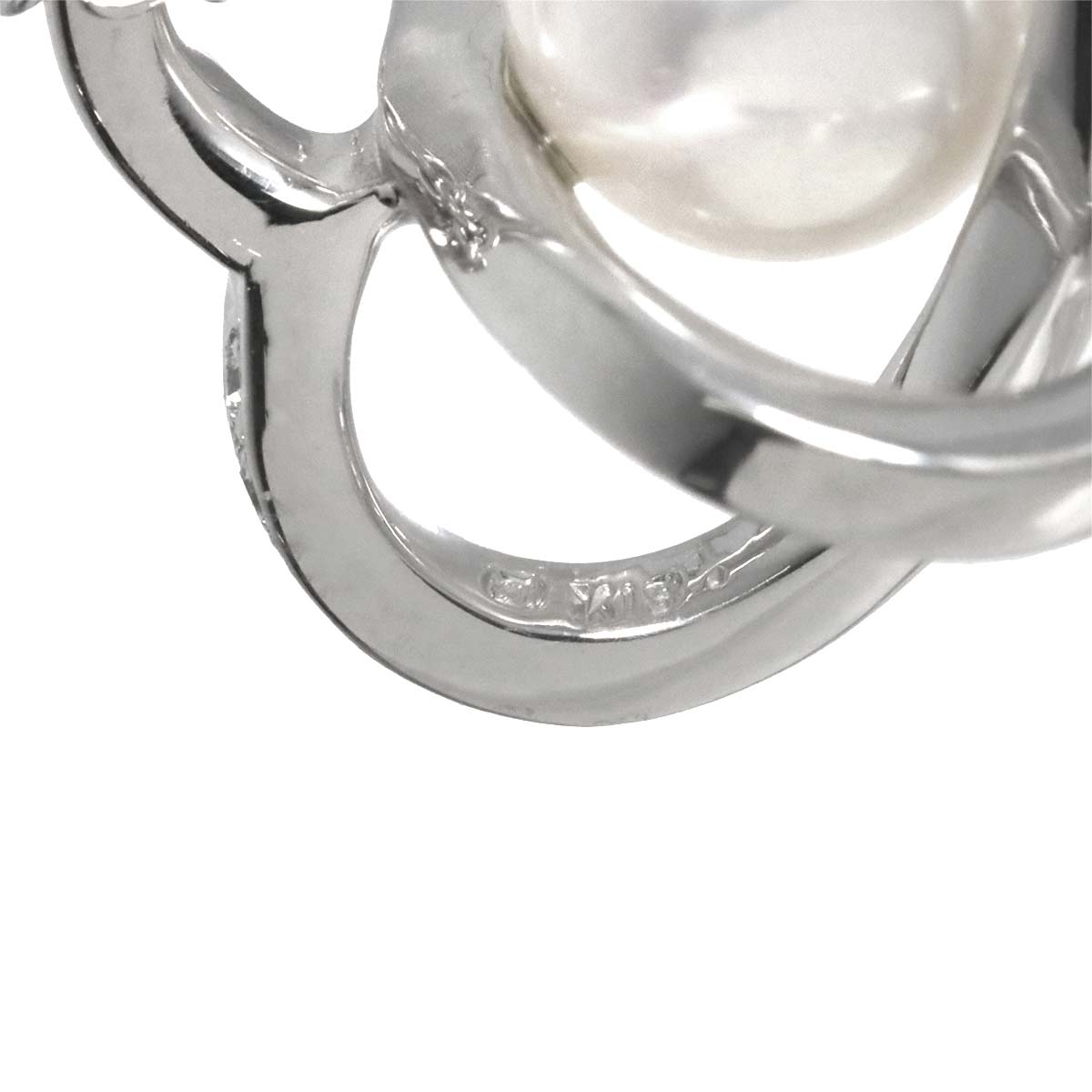 Akoya Pearl 7.3mm Diamond Necklace 18K WG 750