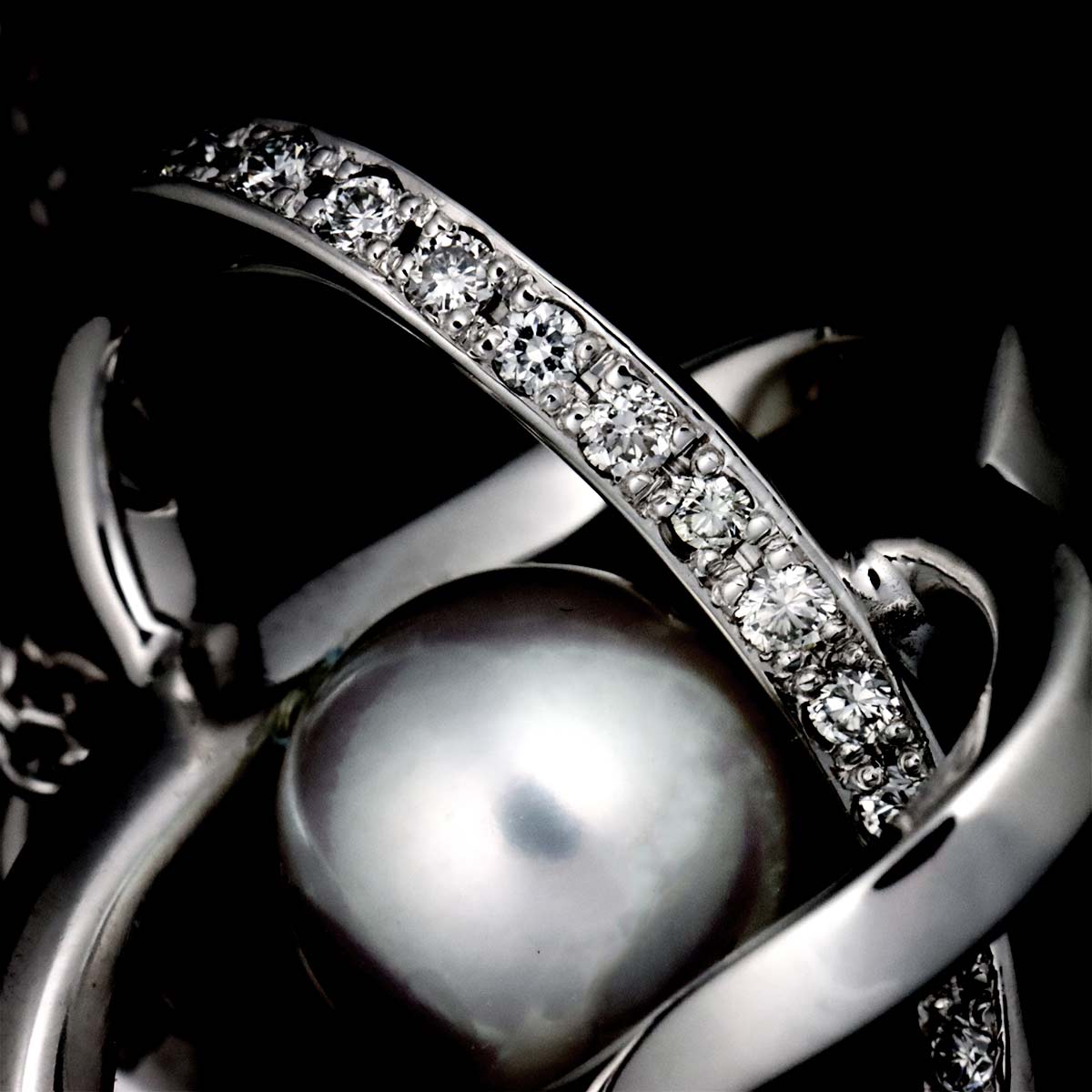 Akoya Pearl 7.3mm Diamond Necklace 18K WG 750