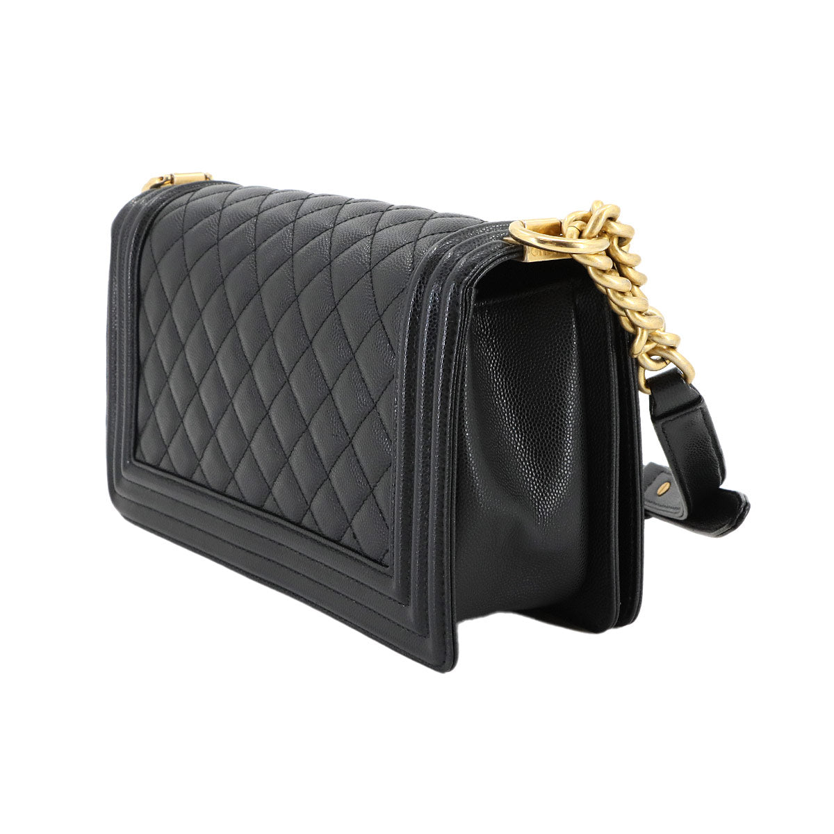 BOY CHANEL Chain Shoulder Bag Leather Black A67086 Purse