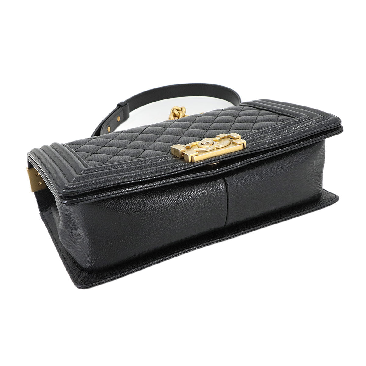 BOY CHANEL Chain Shoulder Bag Leather Black A67086 Purse