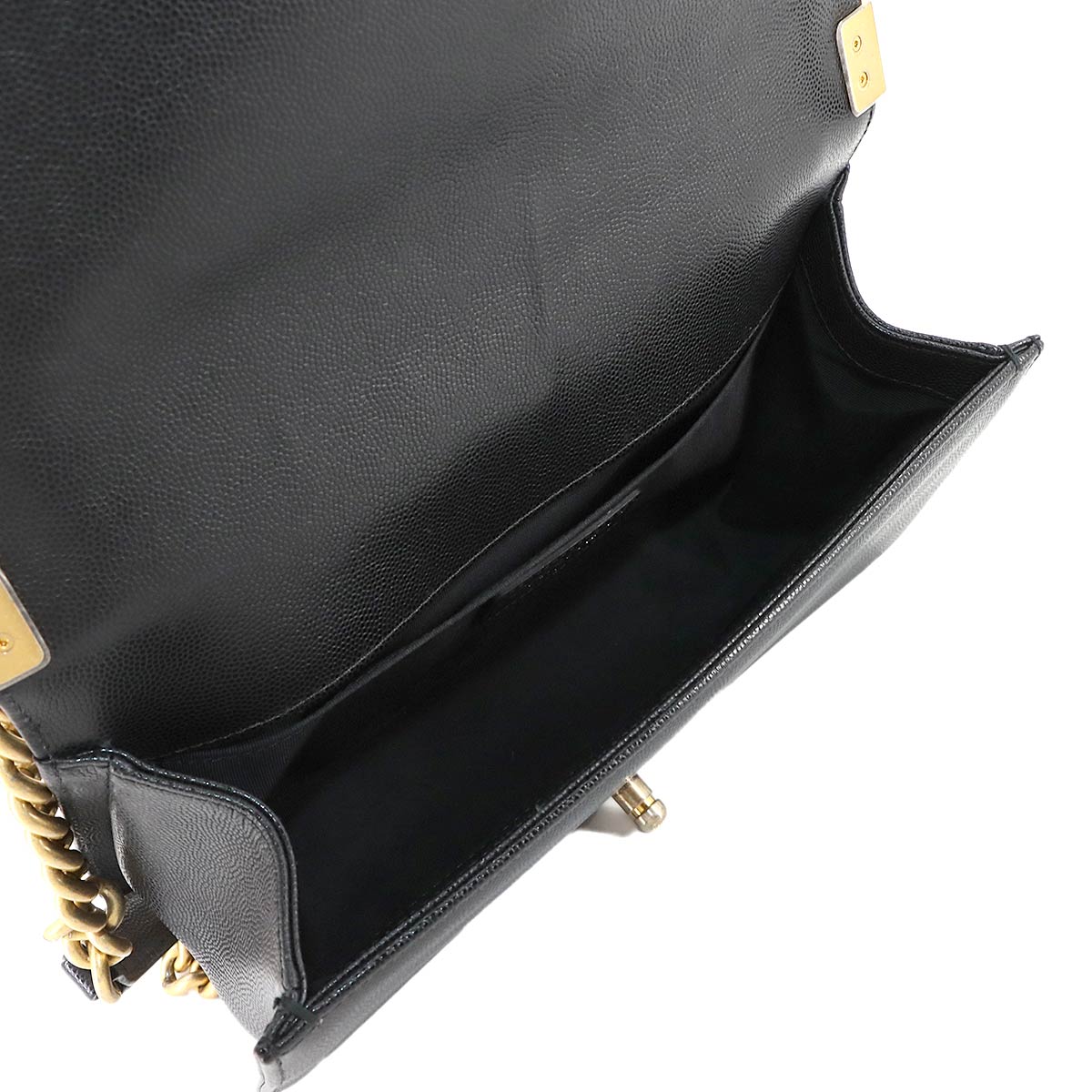 BOY CHANEL Chain Shoulder Bag Leather Black A67086 Purse