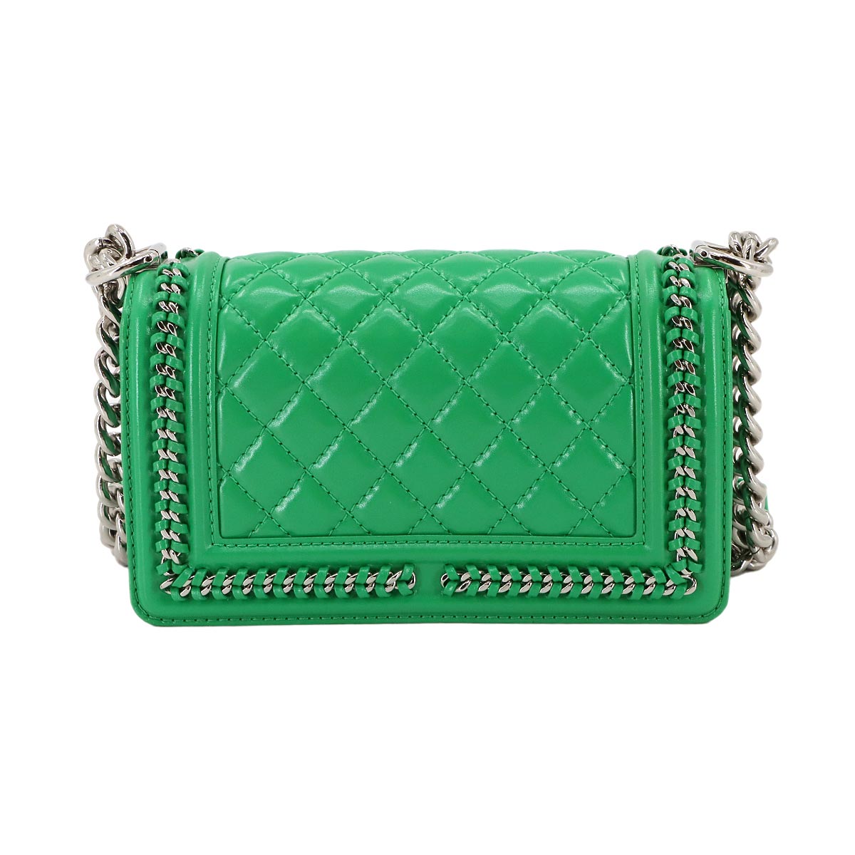 BOY CHANEL Small Chain Shoulder Bag Leather Green A67085