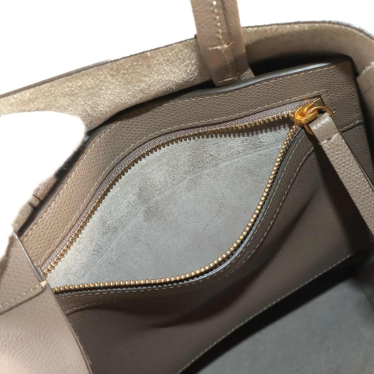 Small Vertical Cabas Tote Shoulder Bag Leather Taupe 176183