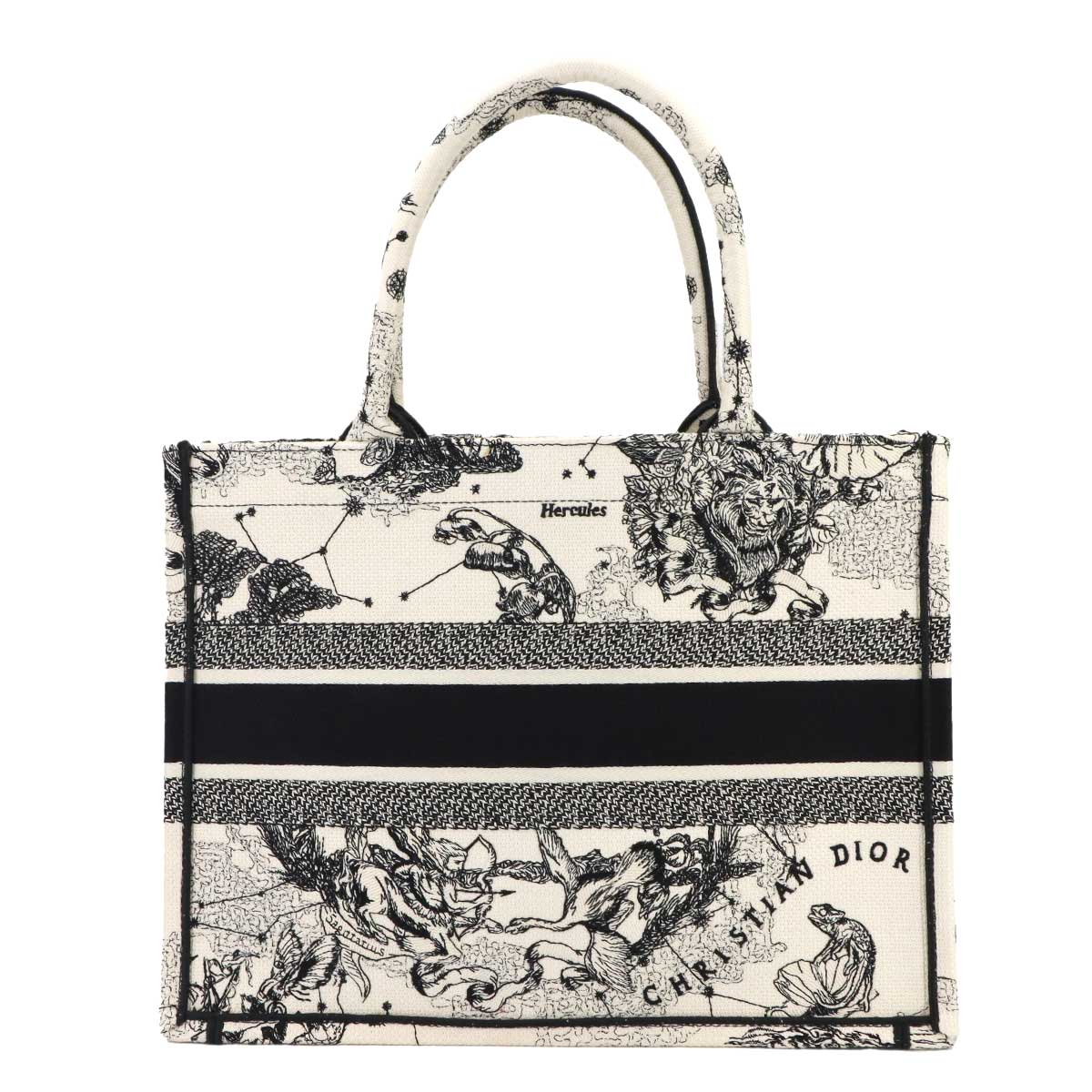 Toile De Jouy Book Tote Medium Bag Canvas White Black