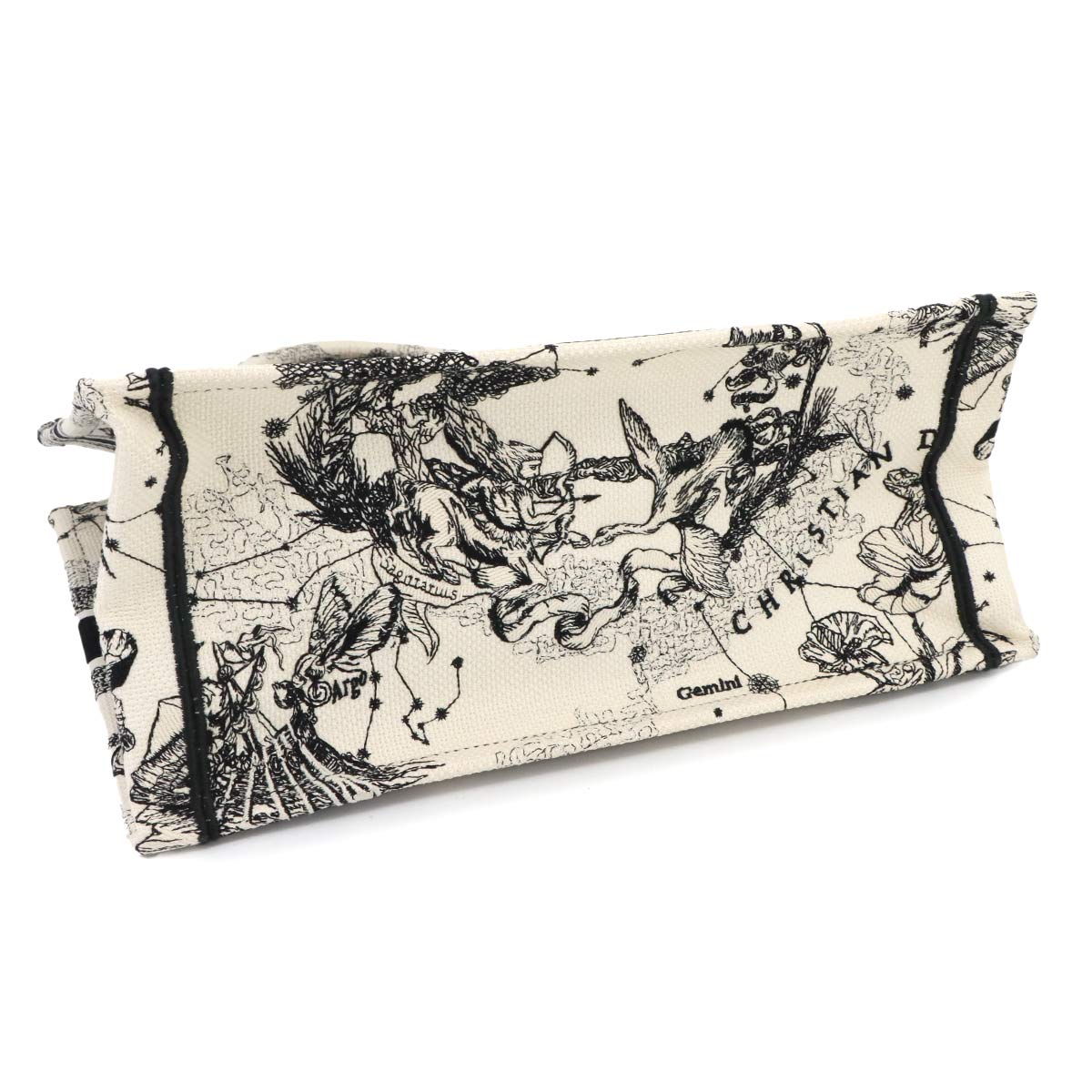 Toile De Jouy Book Tote Medium Bag Canvas White Black