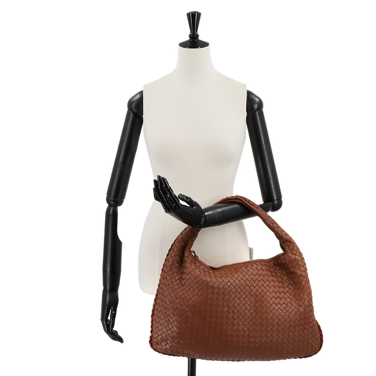 Intrecciato Hobo Shoulder Bag Leather Brown Purse