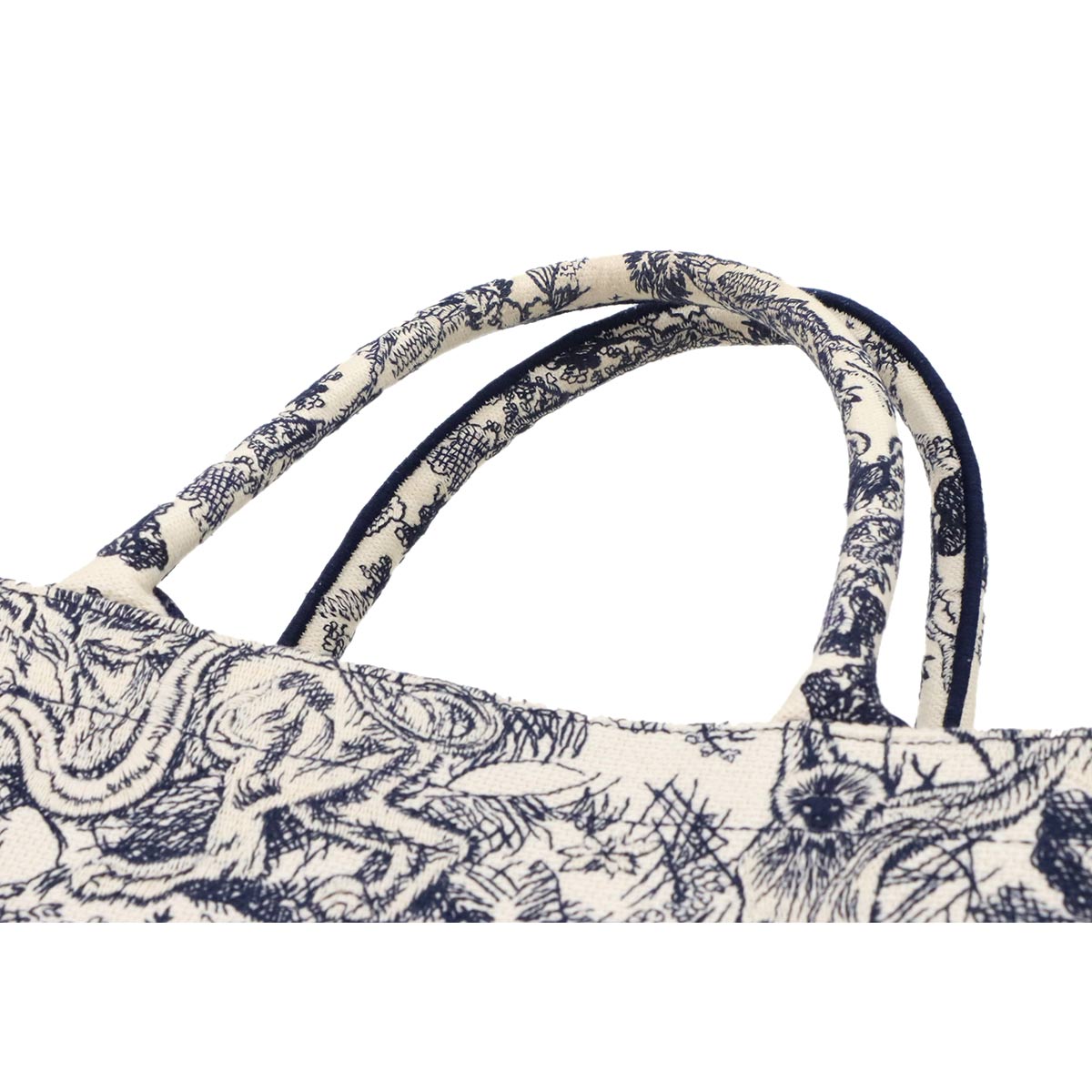 Toile De Jouy Book Tote Medium Bag Canvas Navy M1296ZTDT