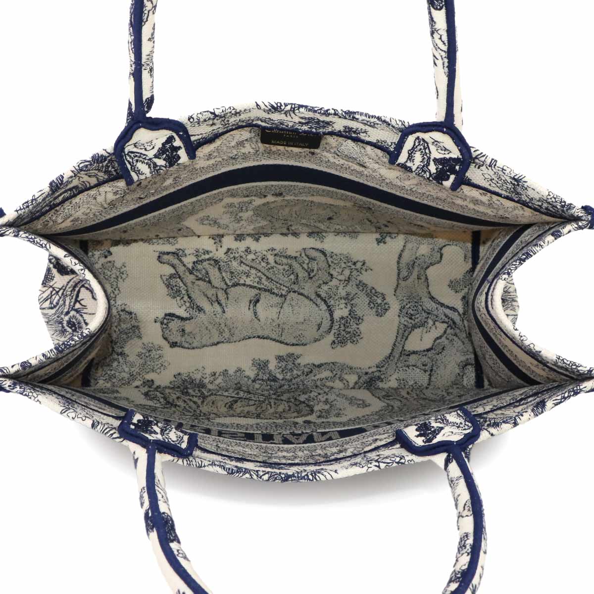 Toile De Jouy Book Tote Medium Bag Canvas Navy M1296ZTDT