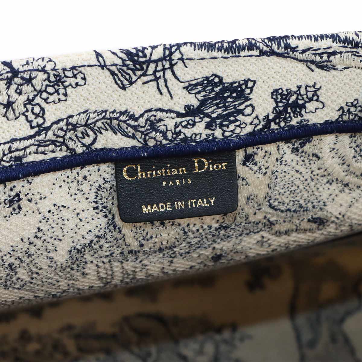 Toile De Jouy Book Tote Medium Bag Canvas Navy M1296ZTDT