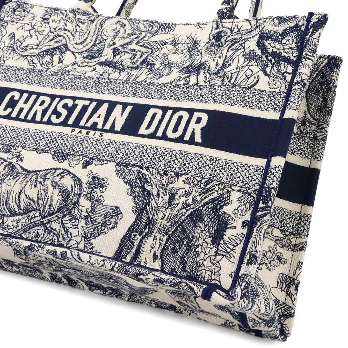 Toile De Jouy Book Tote Medium Bag Canvas Navy M1296ZTDT