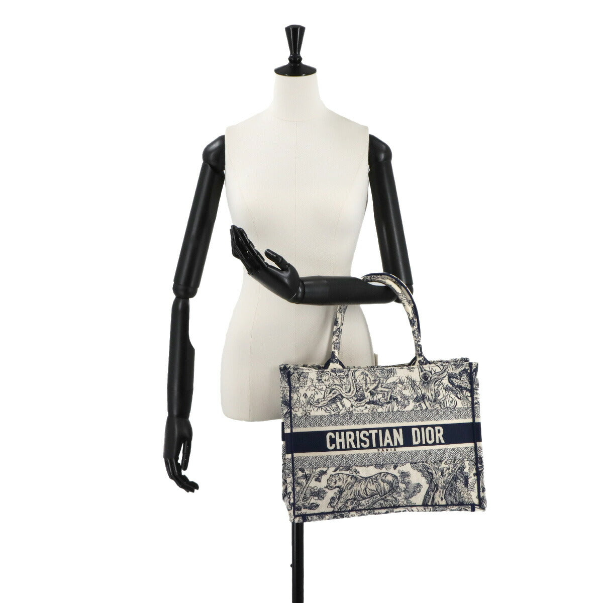 Toile De Jouy Book Tote Medium Bag Canvas Navy M1296ZTDT