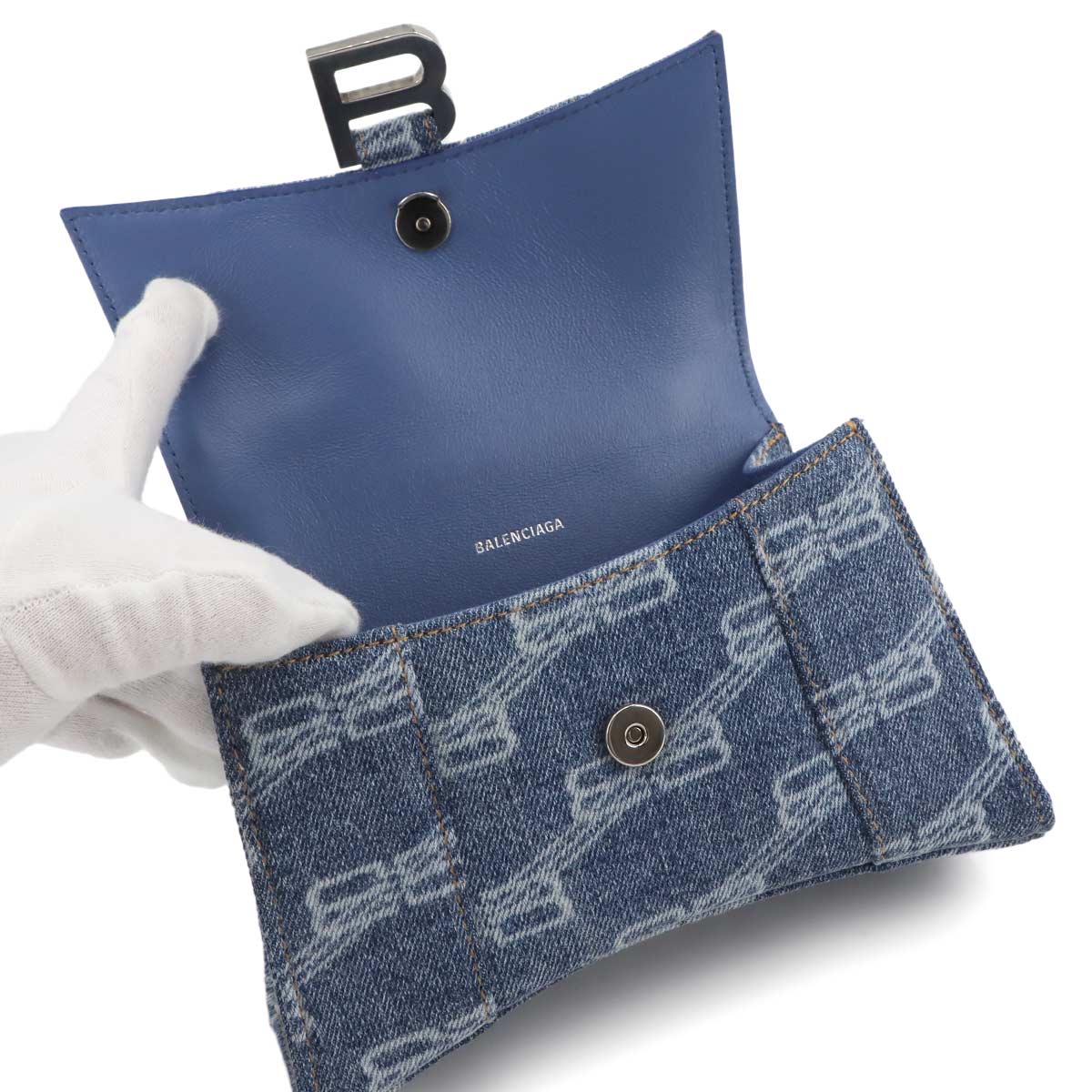 Hourglass XS Hand Shoulder Bag Denim Blue 592833