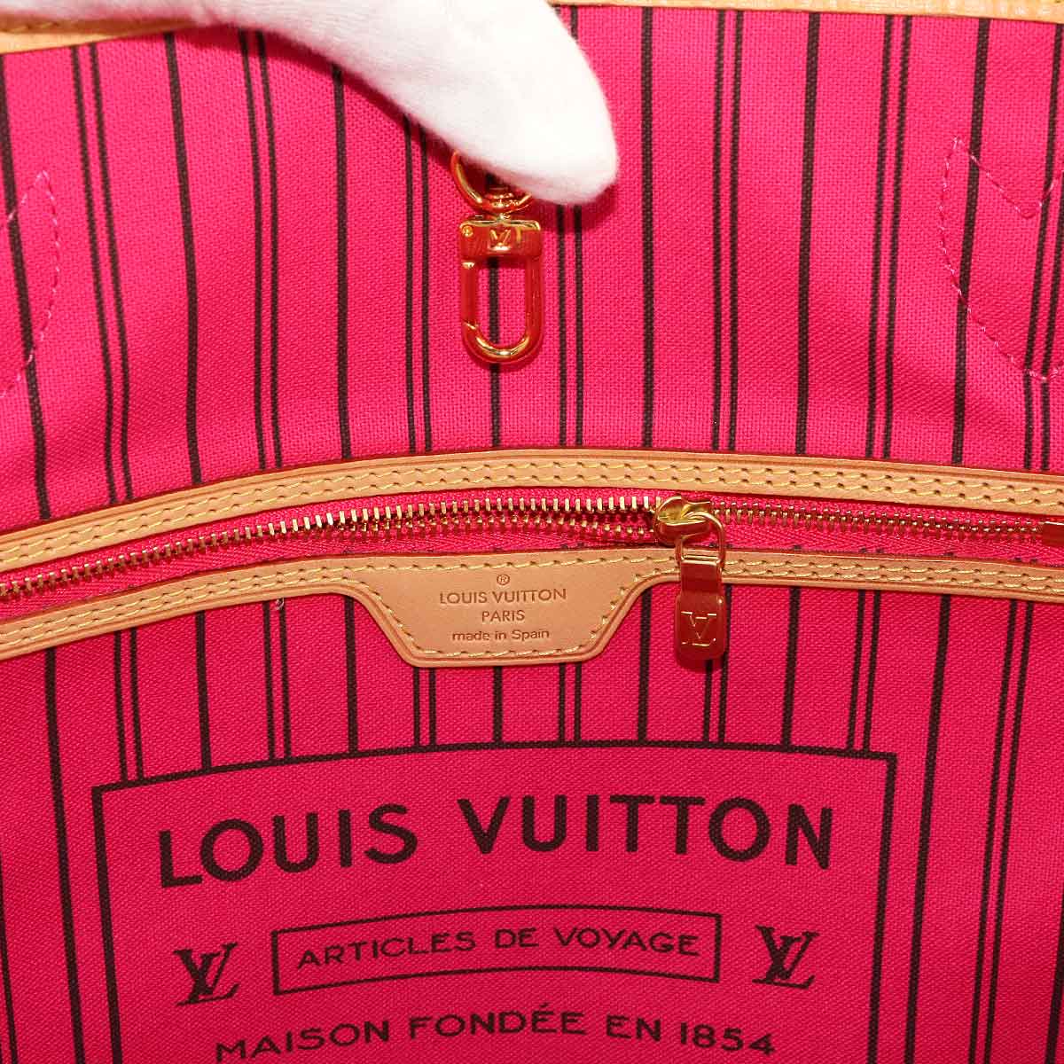 Monogram Bay Neverfull MM Tote Bag Fuchsia M41991 Purse