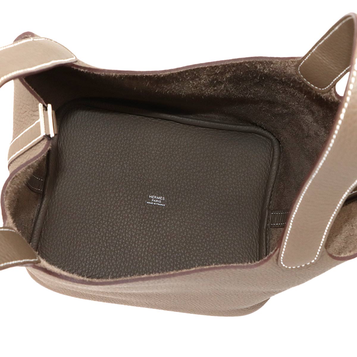 Picotin Lock MM Hand Bag Taurillon Clemence Etoupe Purse