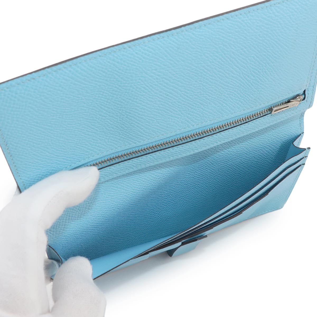 Bearn Soufflet Long Wallet Veau Epsom Celeste