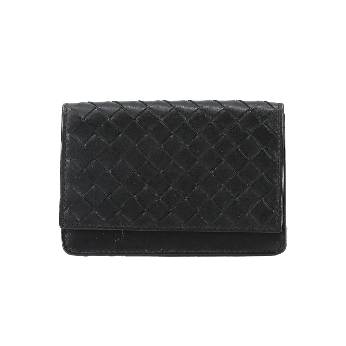 Intrecciato Card Case Leather Black 174646