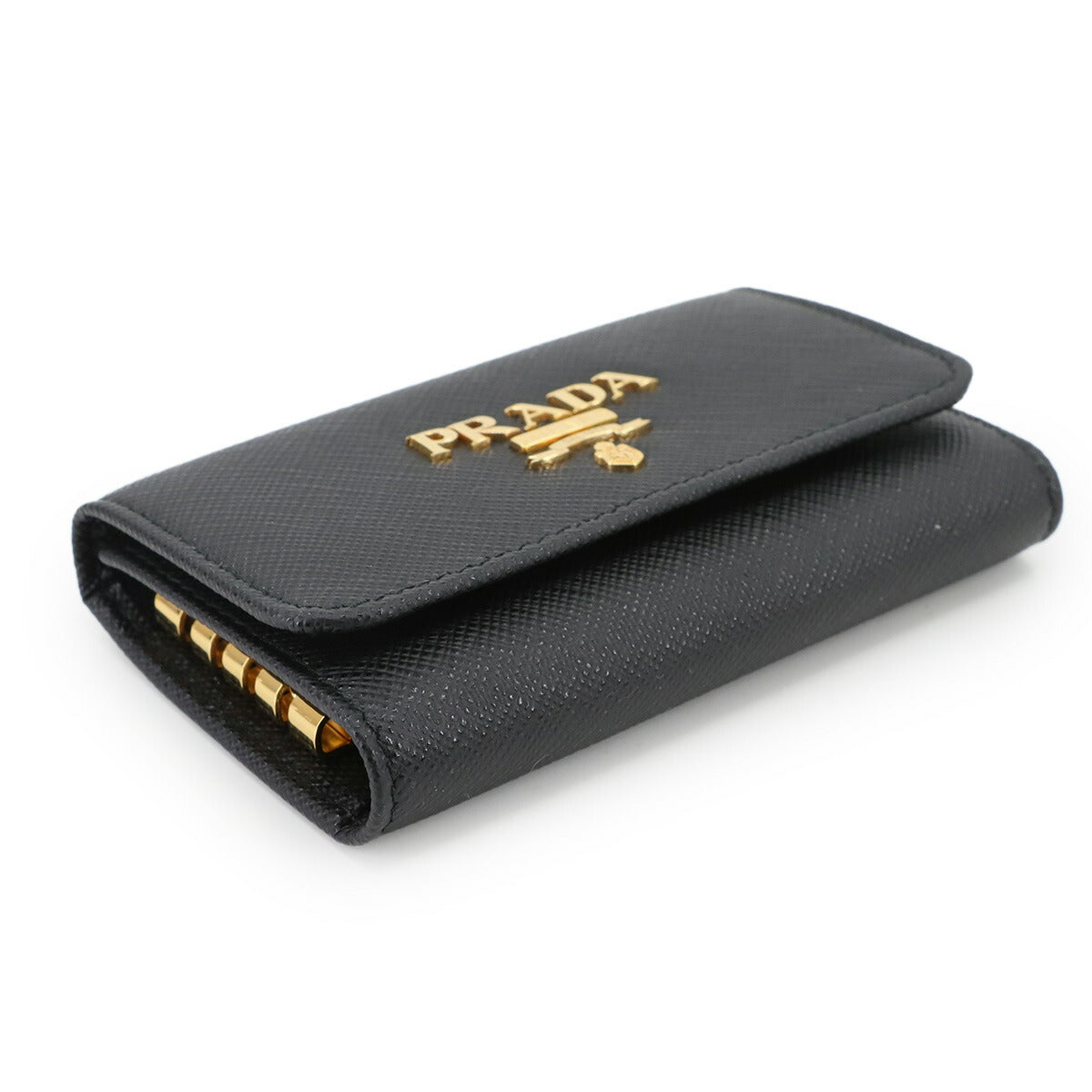 Keychain Key Case Saffiano Leather Nero 1PG004 Accessory