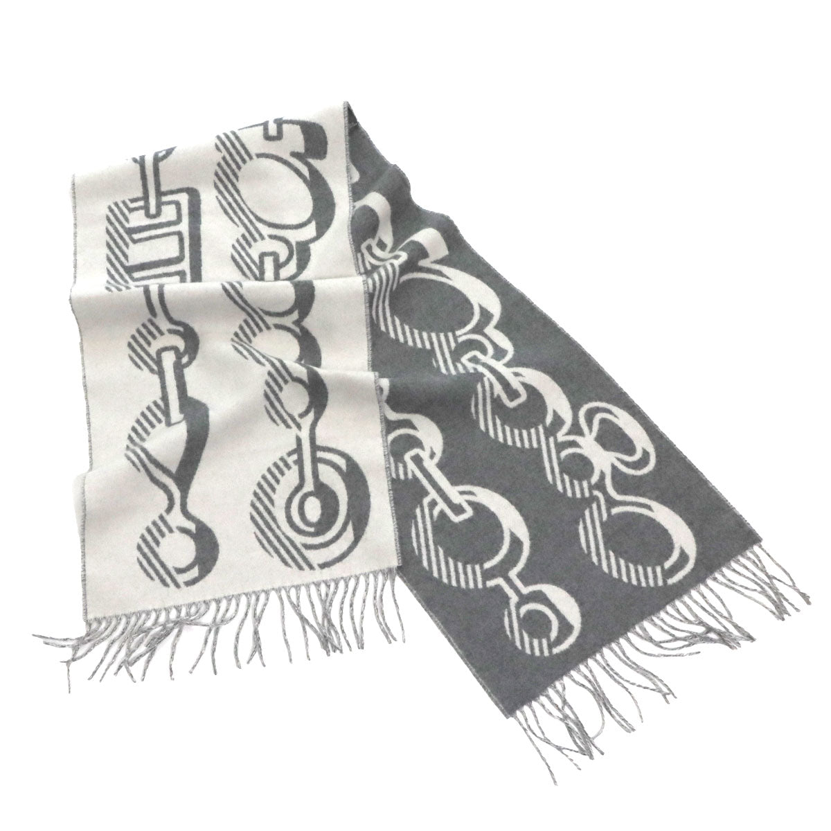 Winter Scarf Do Re Boucles Cashmere 100% Gray White