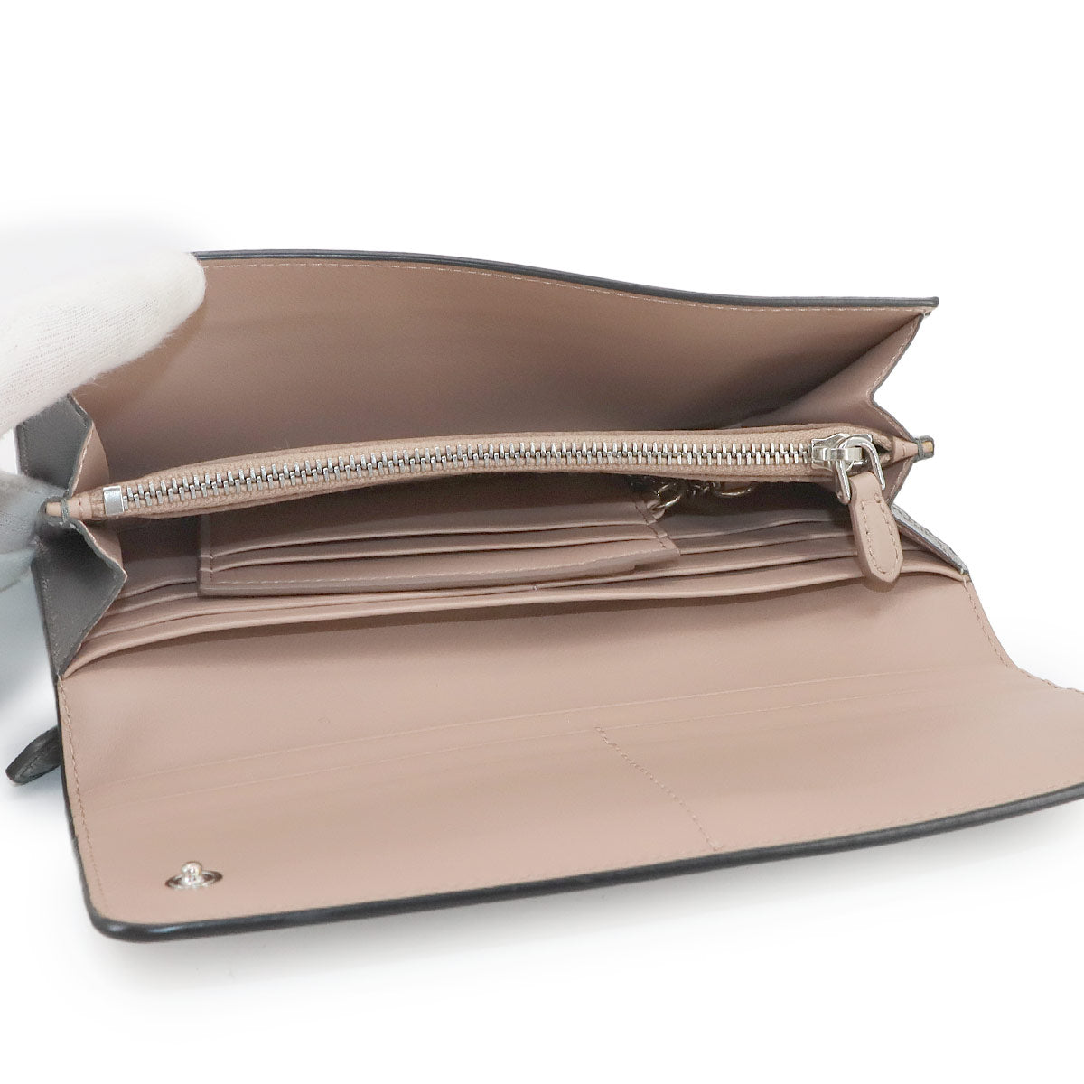 Saffiano Long Wallet Leather Silver Pink Beige 1MH132 Purse