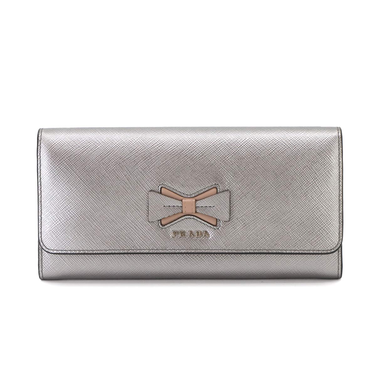 Saffiano Long Wallet Leather Silver Pink Beige 1MH132 Purse