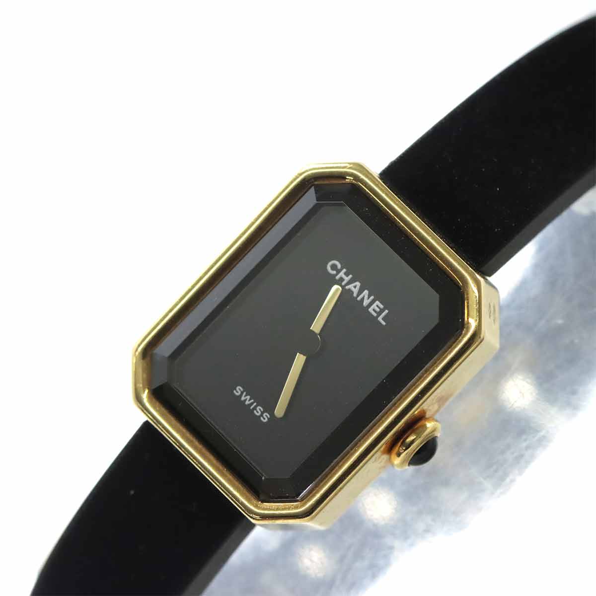 Premiere Velvet H6125 K18YG Quartz Black Dial Ladies