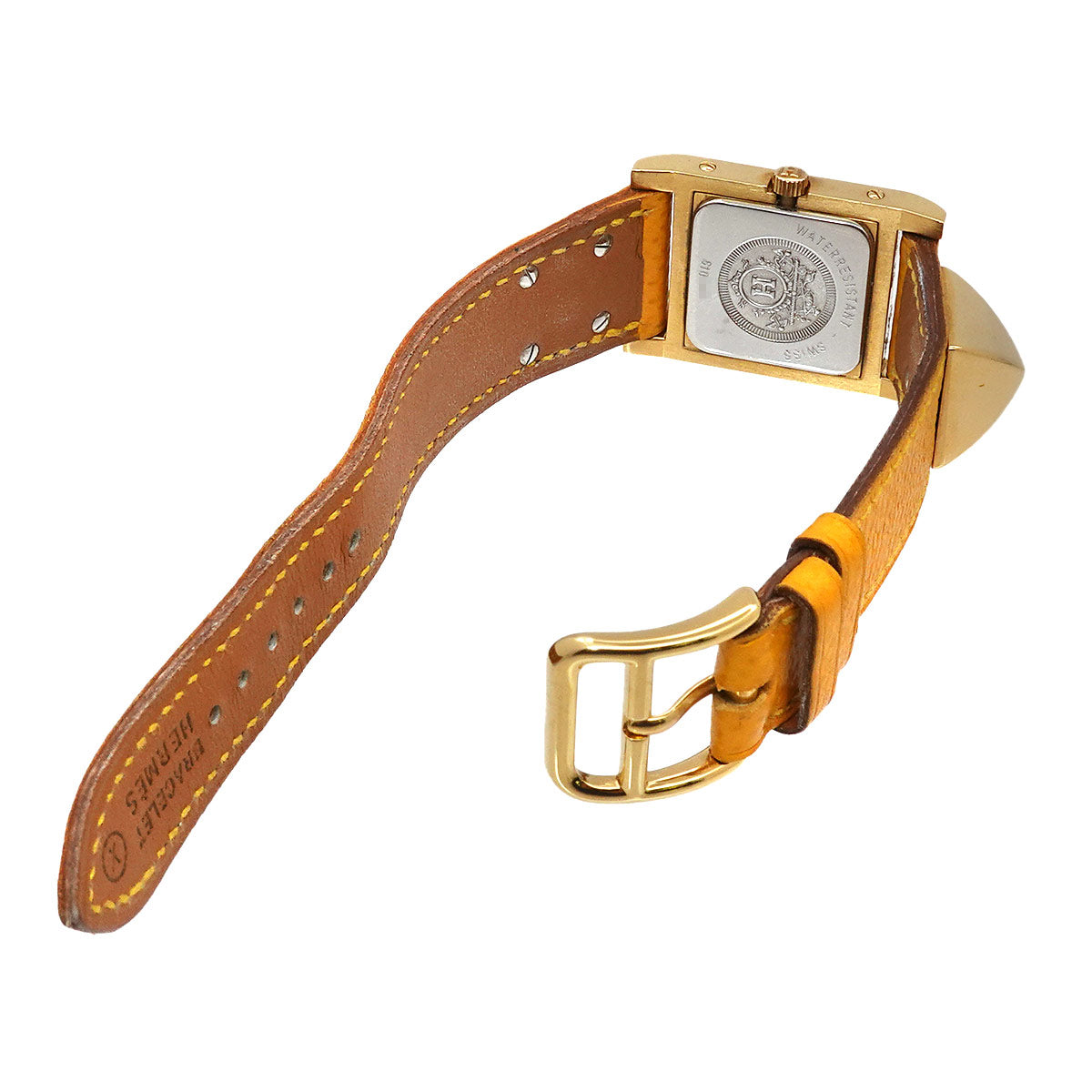 Medor Vintage pyramid Gold studs Quartz White Dial Ladies