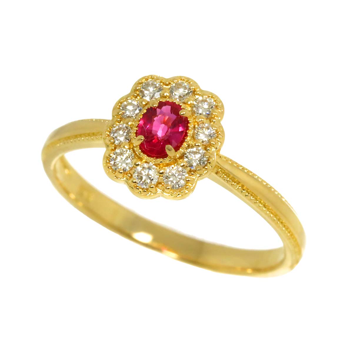 Sapphire 0.19ct Diamond 0.16ct Ring 18K Yellow Gold 750 5.75-6(US)