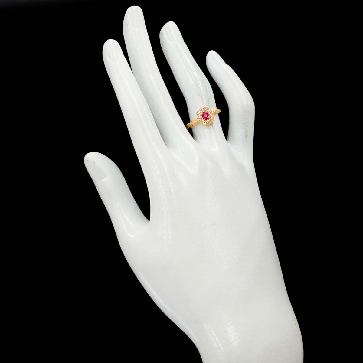 Sapphire 0.19ct Diamond 0.16ct Ring 18K Yellow Gold 750 5.75-6(US)